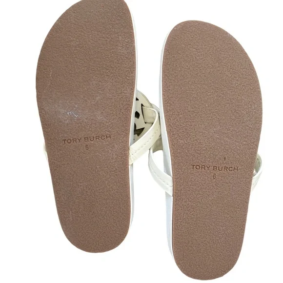 Tory Burch Cream Logo Thong Sandals - Picture 5 of 5